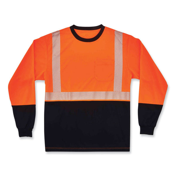 ergodyne® GloWear 8281BK Class 2 Long Sleeve Shirt with Black Bottom, Polyester, Medium, Orange, Ships in 1-3 Business Days (EGO22683) Each