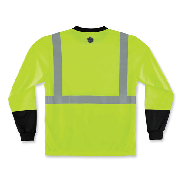 ergodyne® GloWear 8291BK Type R Class 2 Black Front Long Sleeve T-Shirt, Polyester, Medium, Lime, Ships in 1-3 Business Days (EGO22703) Each