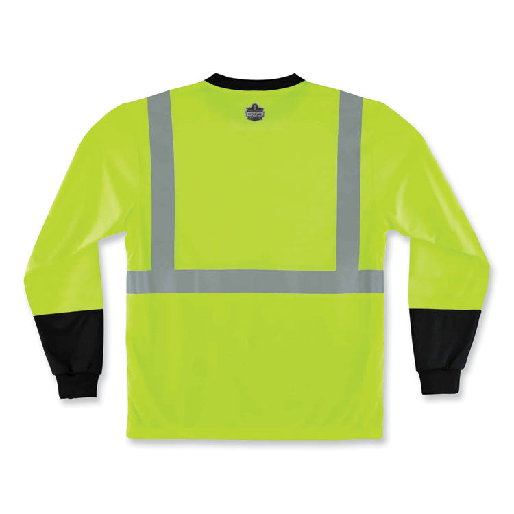 ergodyne® GloWear 8291BK Type R Class 2 Black Front Long Sleeve T-Shirt, Polyester, Medium, Lime, Ships in 1-3 Business Days (EGO22703) Each