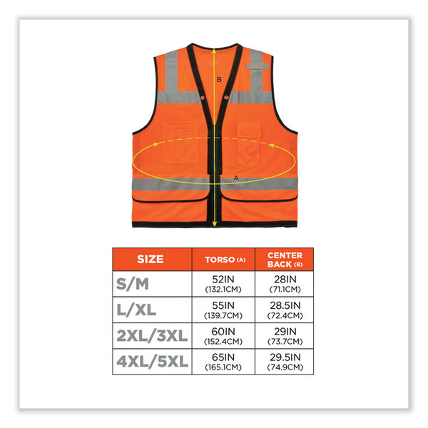 ergodyne® GloWear 8253HDZ Class 2 Heavy-Duty Mesh Surveyors Vest, Polyester, 2X-Large/3X-Large, Orange, Ships in 1-3 Business Days (EGO23317) Each