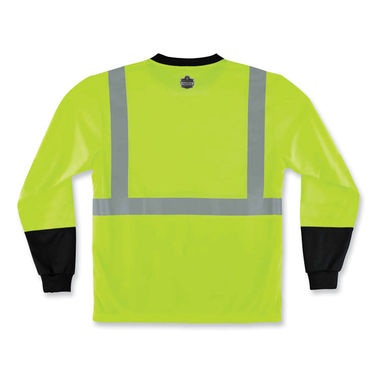 ergodyne® GloWear 8291BK Type R Class 2 Black Front Long Sleeve T-Shirt, Polyester, 4X-Large, Lime, Ships in 1-3 Business Days (EGO22708) Each