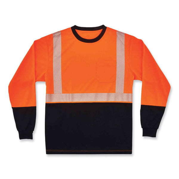 ergodyne® GloWear 8281BK Class 2 Long Sleeve Shirt with Black Bottom, Polyester, 3X-Large, Orange, Ships in 1-3 Business Days (EGO22687) Each
