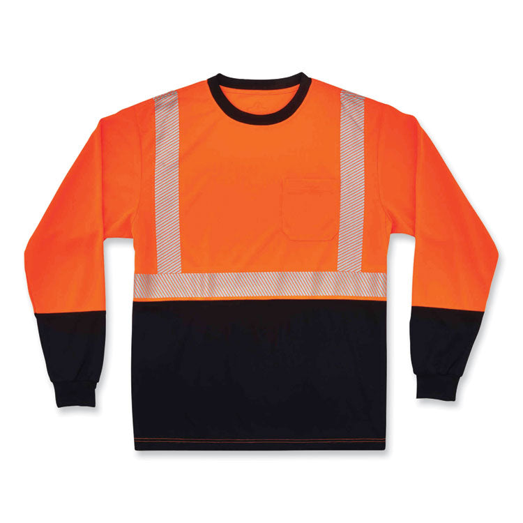 ergodyne® GloWear 8281BK Class 2 Long Sleeve Shirt with Black Bottom, Polyester, 3X-Large, Orange, Ships in 1-3 Business Days (EGO22687) Each