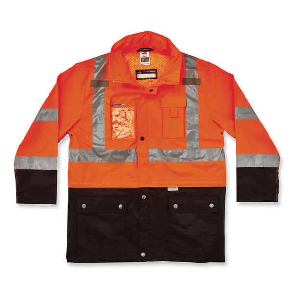 ergodyne® GloWear 8386 Class 3 Hi-Vis Outer Shell Jacket, Polyester, 2X-Large, Orange, Ships in 1-3 Business Days (EGO25466) Each