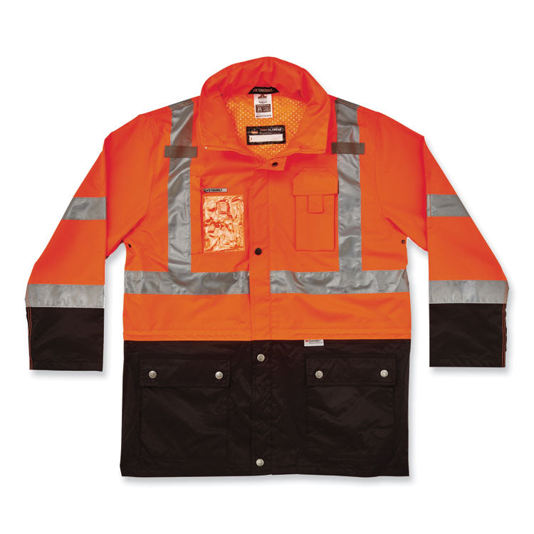 ergodyne® GloWear 8386 Class 3 Hi-Vis Outer Shell Jacket, Polyester, 2X-Large, Orange, Ships in 1-3 Business Days (EGO25466) Each