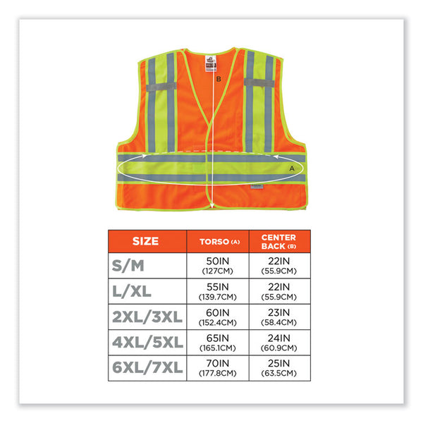 ergodyne® GloWear 8245PSV Class 2 Public Safety Vest, Polyester, 6X-Large/7X-Large, Orange, Ships in 1-3 Business Days (EGO23390) Each