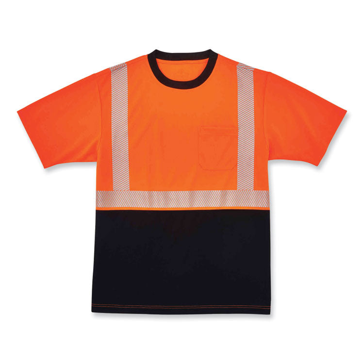 ergodyne® GloWear 8280BK Class 2 Performance T-Shirt with Black Bottom, Polyester, 2X-Large, Orange, Ships in 1-3 Business Days (EGO22586) Each
