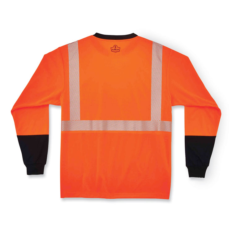 ergodyne® GloWear 8281BK Class 2 Long Sleeve Shirt with Black Bottom, Polyester, X-Large, Orange, Ships in 1-3 Business Days (EGO22685) Each