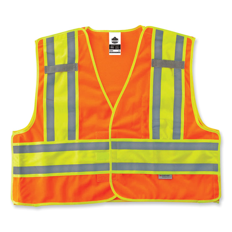 ergodyne® GloWear 8245PSV Class 2 Public Safety Vest, Polyester, Large/X-Large, Orange, Ships in 1-3 Business Days (EGO23385) Each