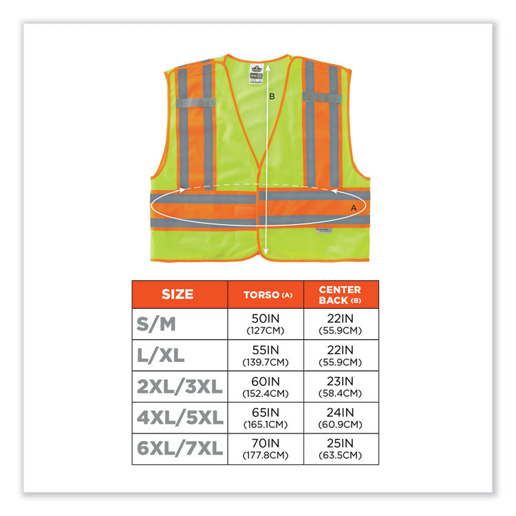 ergodyne® GloWear 8245PSV Class 2 Public Safety Vest, Polyester, Large/X-Large, Lime, Ships in 1-3 Business Days (EGO23395) Each