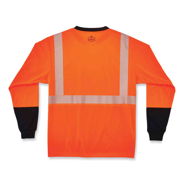 ergodyne® GloWear 8281BK Class 2 Long Sleeve Shirt with Black Bottom, Polyester, 5X-Large, Orange, Ships in 1-3 Business Days (EGO22689) Each