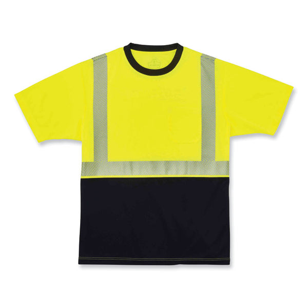 ergodyne® GloWear 8280BK Class 2 Performance T-Shirt with Black Bottom, Polyester, 2X-Large, Lime, Ships in 1-3 Business Days (EGO22536) Each