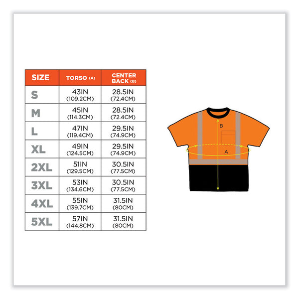 ergodyne® GloWear 8280BK Class 2 Performance T-Shirt with Black Bottom, Polyester, 4X-Large, Orange, Ships in 1-3 Business Days (EGO22588) Each