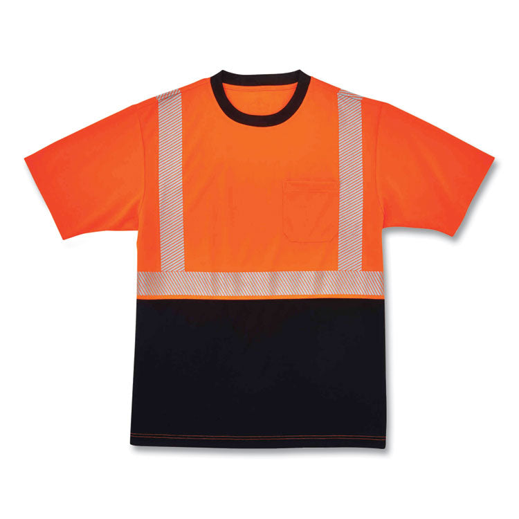 ergodyne® GloWear 8280BK Class 2 Performance T-Shirt with Black Bottom, Polyester, 3X-Large, Orange, Ships in 1-3 Business Days (EGO22587) Each