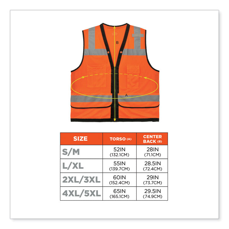 ergodyne® GloWear 8253HDZ Class 2 Heavy-Duty Mesh Surveyors Vest, Polyester, Large/X-Large, Orange, Ships in 1-3 Business Days (EGO23315) Each