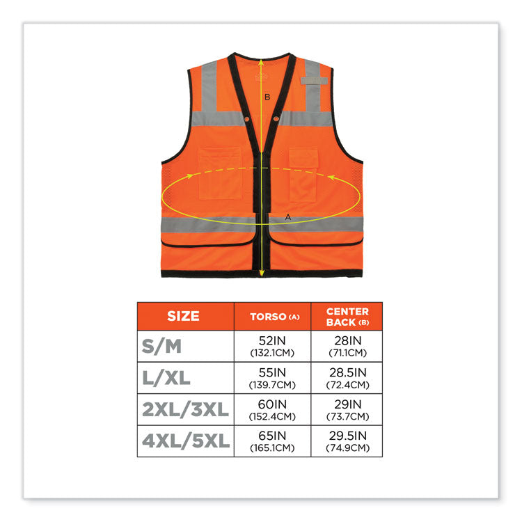 ergodyne® GloWear 8253HDZ Class 2 Heavy-Duty Mesh Surveyors Vest, Polyester, Small/Medium, Orange, Ships in 1-3 Business Days (EGO23313) Each