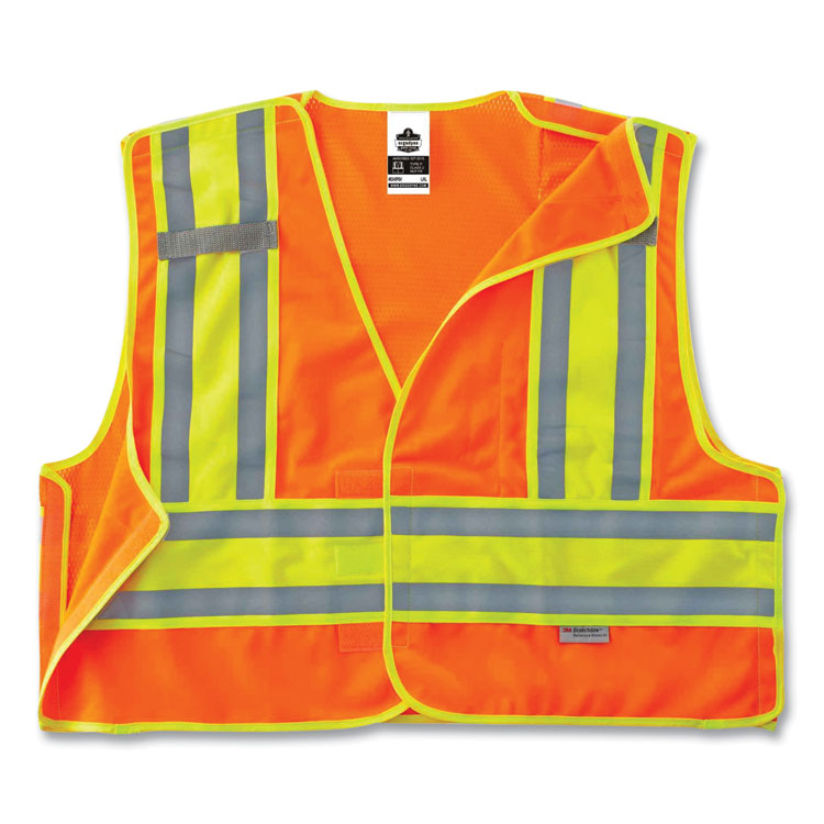 ergodyne® GloWear 8245PSV Class 2 Public Safety Vest, Polyester, Large/X-Large, Orange, Ships in 1-3 Business Days (EGO23385) Each