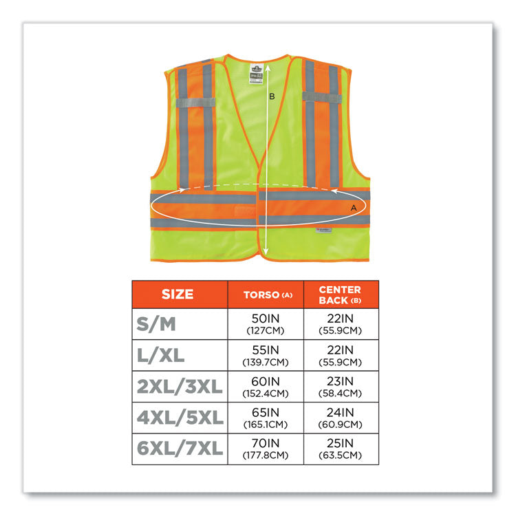 ergodyne® GloWear 8245PSV Class 2 Public Safety Vest, Polyester, 4X-Large/5X-Large, Lime, Ships in 1-3 Business Days (EGO23399) Each