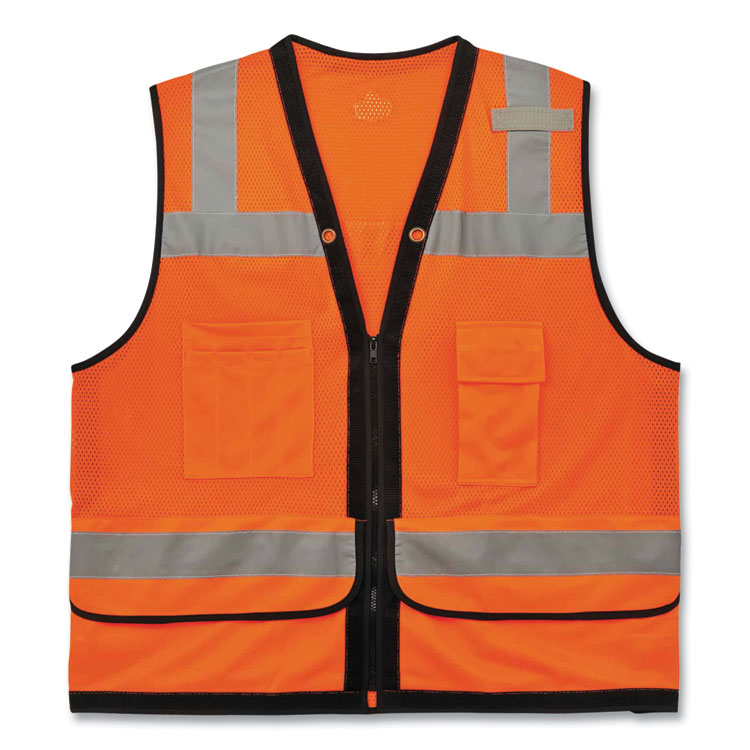 ergodyne® GloWear 8253HDZ Class 2 Heavy-Duty Mesh Surveyors Vest, Polyester, 2X-Large/3X-Large, Orange, Ships in 1-3 Business Days (EGO23317) Each