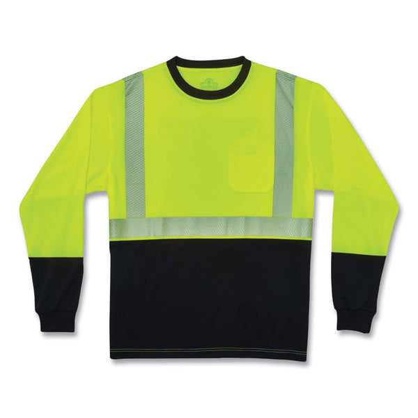 ergodyne® GloWear 8281BK Class 2 Long Sleeve Shirt with Black Bottom, Polyester, 5X-Large, Lime, Ships in 1-3 Business Days (EGO22639) Each
