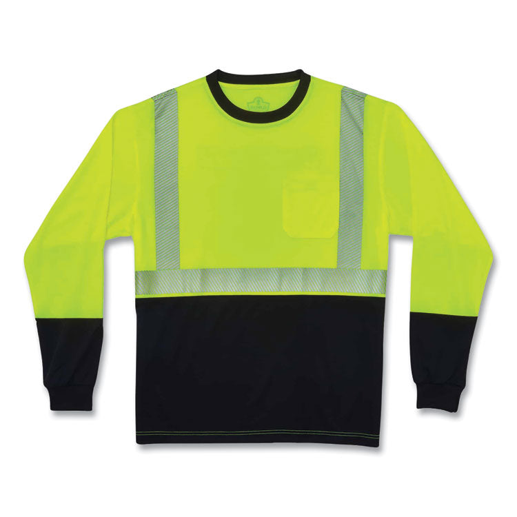 ergodyne® GloWear 8281BK Class 2 Long Sleeve Shirt with Black Bottom, Polyester, 5X-Large, Lime, Ships in 1-3 Business Days (EGO22639) Each