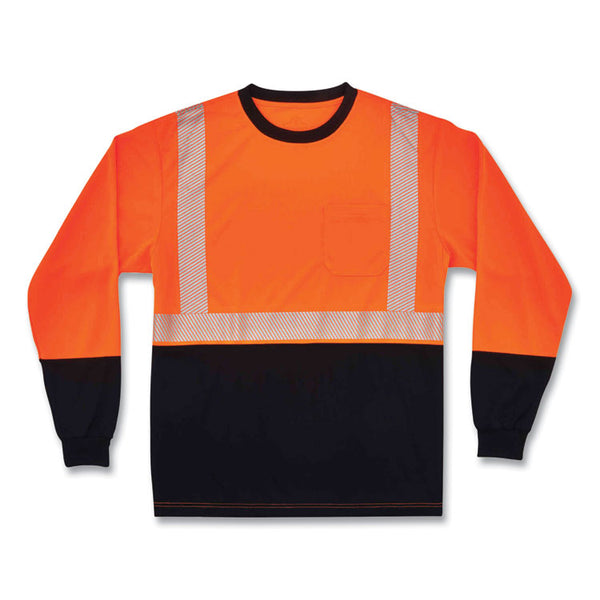 ergodyne® GloWear 8281BK Class 2 Long Sleeve Shirt with Black Bottom, Polyester, Large, Orange, Ships in 1-3 Business Days (EGO22684) Each