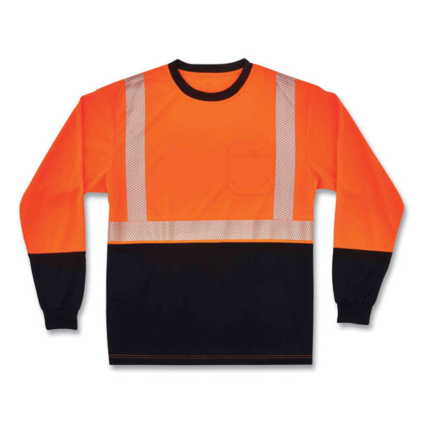 ergodyne® GloWear 8281BK Class 2 Long Sleeve Shirt with Black Bottom, Polyester, 4X-Large, Orange, Ships in 1-3 Business Days (EGO22688) Each