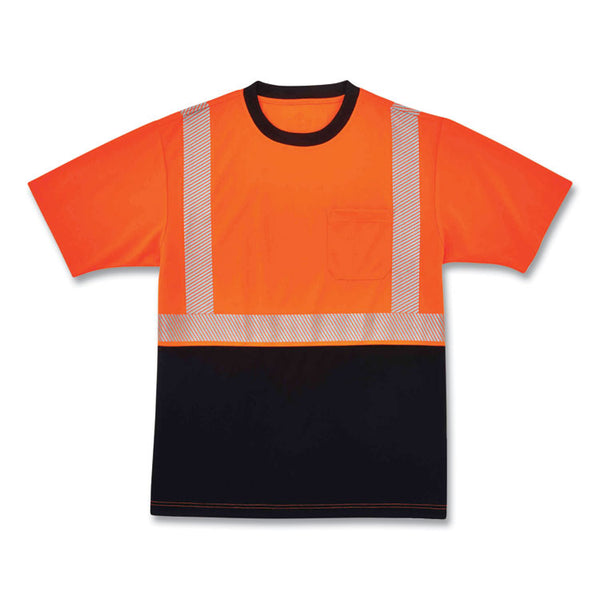 ergodyne® GloWear 8280BK Class 2 Performance T-Shirt with Black Bottom, Polyester, 5X-Large, Orange, Ships in 1-3 Business Days (EGO22589) Each