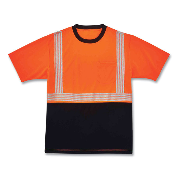 ergodyne® GloWear 8280BK Class 2 Performance T-Shirt with Black Bottom, Polyester, 5X-Large, Orange, Ships in 1-3 Business Days (EGO22589) Each