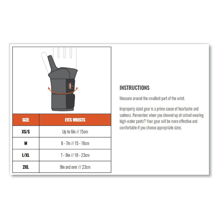 ergodyne® ProFlex 4020 Lightweight Wrist Support, 2X-Large, Fits Left Hand, Gray, Ships in 1-3 Business Days (EGO70288) Each