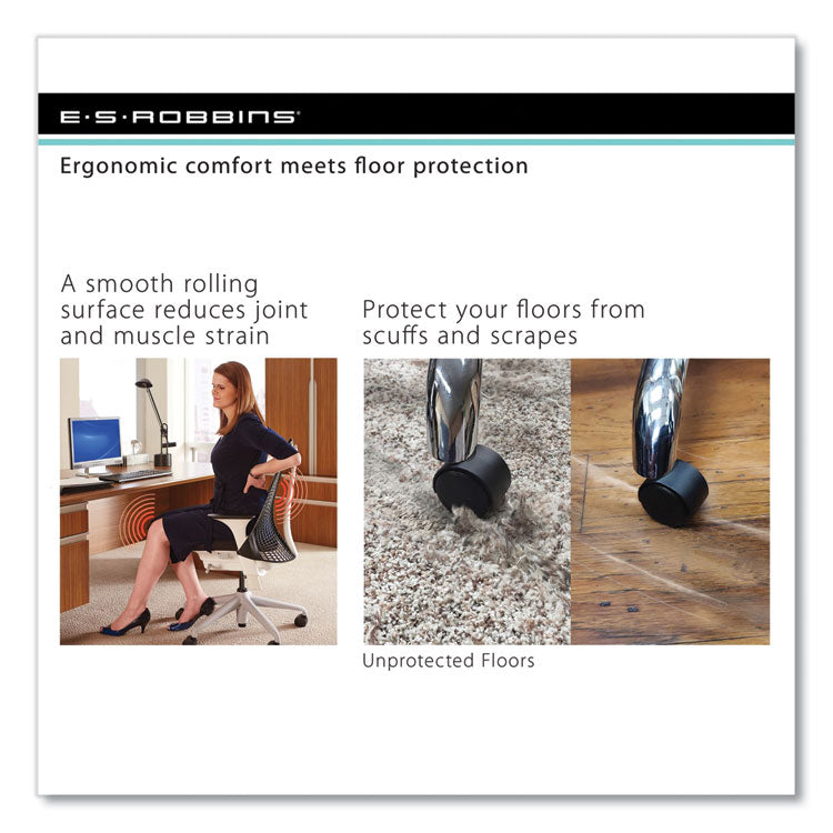 ES Robbins® EverLife Chair Mat for Extra High Pile Carpet with Lip, 46 x 60, Clear, Ships in 4-6 Business Days (ESR124381) Each