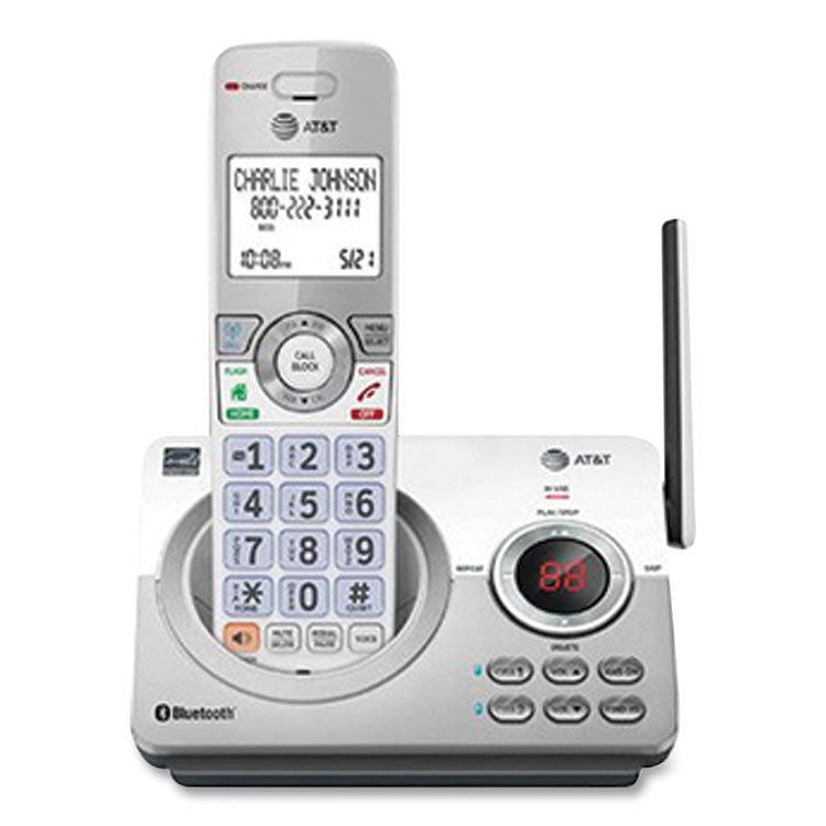 AT&T® Connect to Cell DL72310 Cordless Telephone, Base and 2 Additional Handsets, White/Silver (ATTDL72310)