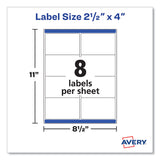 Avery® Shipping Labels with TrueBlock Technology, Inkjet Printers, 2.5 x 4, White, 8 Labels/Sheet, 25 Sheets/Pack (AVE5815)