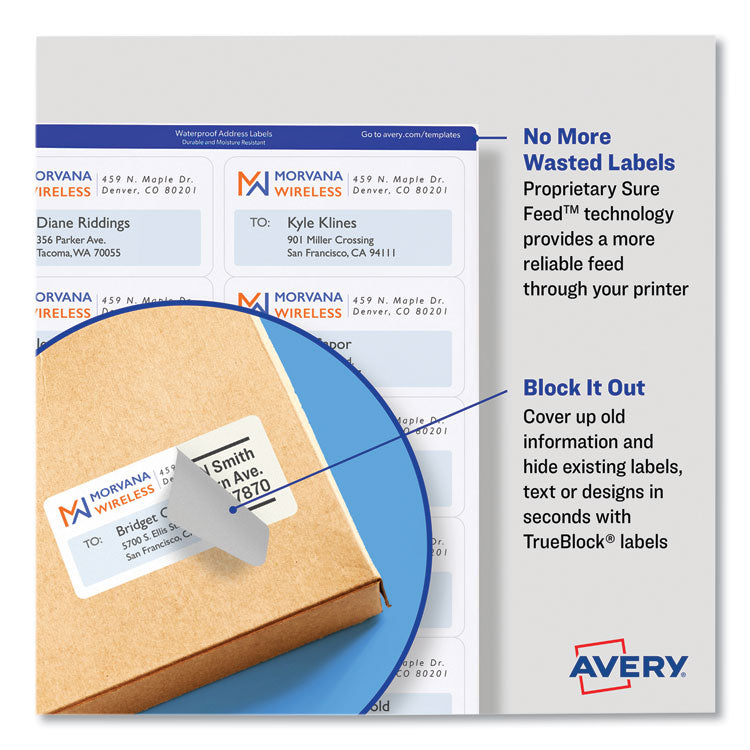 Avery® Shipping Labels with TrueBlock Technology, Inkjet Printers, 2.5 x 4, White, 8 Labels/Sheet, 25 Sheets/Pack (AVE5815)