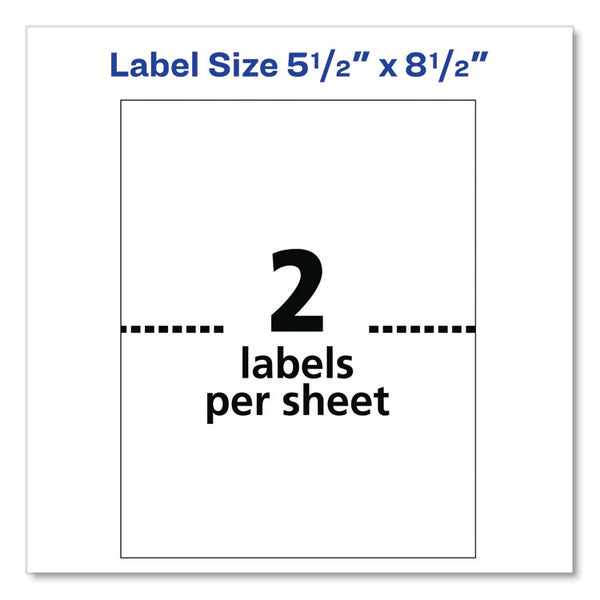 Avery® Shipping Labels with TrueBlock Technology, Inkjet Printers, 5.5 x 8.5, White, 2 Labels/Sheet, 100 Sheets/Pack, 2 Packs (AVE8426)