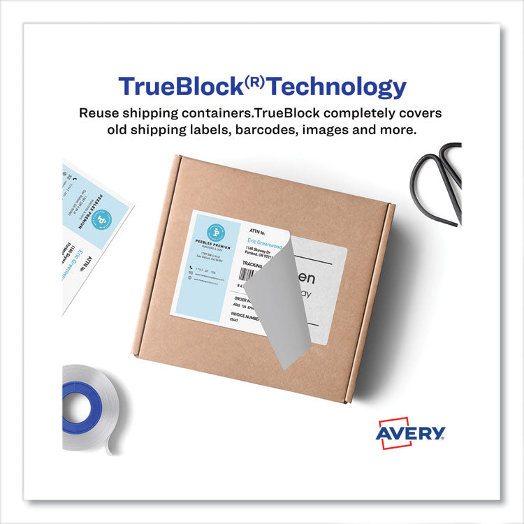 Avery® Shipping Labels with TrueBlock Technology, Inkjet Printers, 5.5 x 8.5, White, 2 Labels/Sheet, 100 Sheets/Pack, 2 Packs (AVE8426) Pack of 200