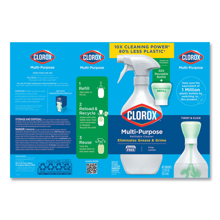 Clorox® Clorox Multipurpose Degreaser Cleaner Refillable Starter Kit, Crisp Lemon Scent (CLO60160) Each