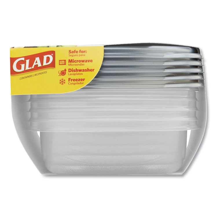 Glad® Home Collection Food Storage Containers with Lids, Medium Square, 25 oz, Clear/Metallic, Plastic, 5/Pack (CLOXZA60795)