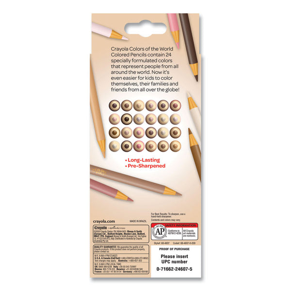 Crayola® Colors of the World Colored Pencils, Assorted Lead and Barrel Colors, 24/Pack (CYO684607) Pack of 24