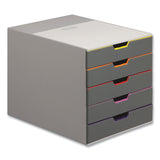 Durable® VARICOLOR Stackable Plastic Drawer Box, 5 Drawers, Letter to Folio Size Files, 11.5" x 14" x 11", Gray (DBL760527) Each