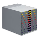 Durable® VARICOLOR Stackable Plastic Drawer Box, 10 Drawers, Letter to Folio Size Files, 11.5" x 14" x 11", Gray (DBL761027) Each