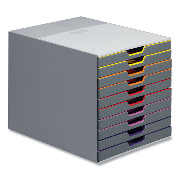 Durable® VARICOLOR Stackable Plastic Drawer Box, 10 Drawers, Letter to Folio Size Files, 11.5" x 14" x 11", Gray (DBL761027) Each