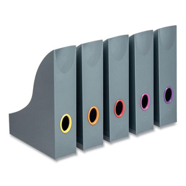 Durable® VARICOLOR Plastic Magazine Racks, 2.88w x 9.5d x 12h, Gray/Multicolor, 5/Pack (DBL770657) Case of 5