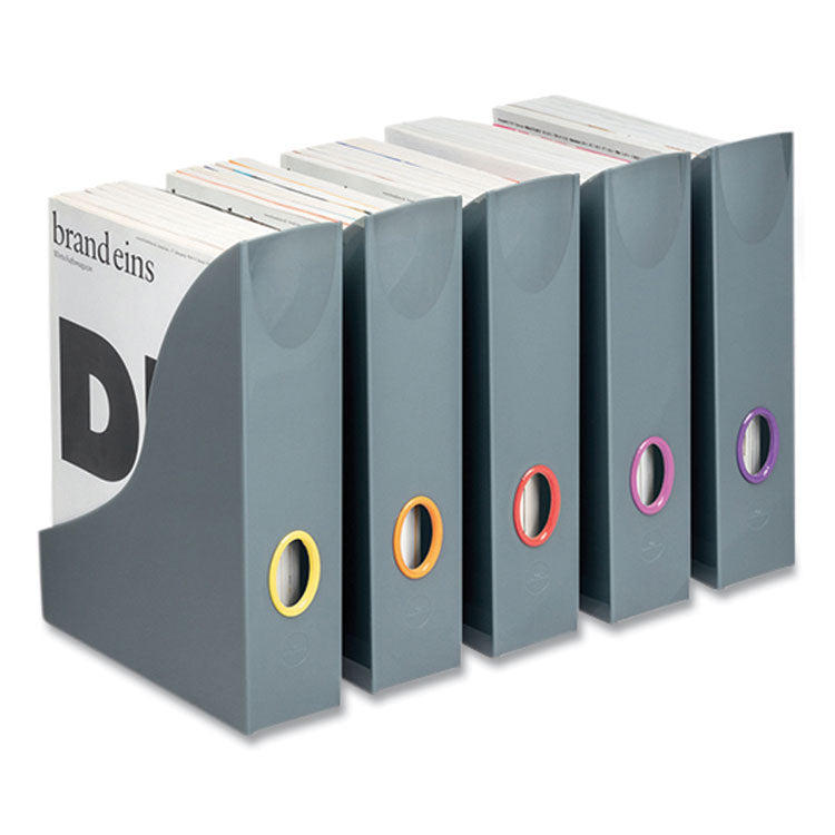 Durable® VARICOLOR Plastic Magazine Racks, 2.88w x 9.5d x 12h, Gray/Multicolor, 5/Pack (DBL770657) Case of 5