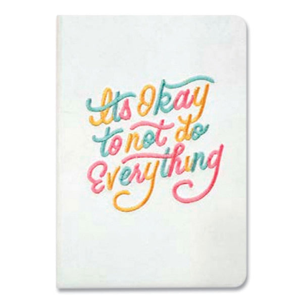 Denik Embroidered Vegan-Suede Layflat Hardbound Journal, Medium/College Rule, White Cover, (144) Sheets (DNKAHBC839L) Each