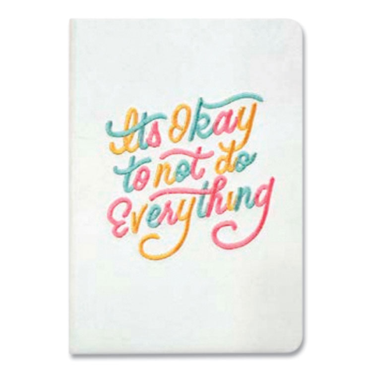 Denik Embroidered Vegan-Suede Layflat Hardbound Journal, Medium/College Rule, White Cover, (144) Sheets (DNKAHBC839L) Each