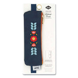 Denik Evelynn Zipper Vegan Suede Notebook Pouch, 2 x 6.5, Blue with Embroidered Flower (DNKNBPOUCH550) Each