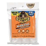 Gorilla® Mini Hot Glue Sticks, 0.27" dia x 4", Dries Clear, 75/Pack (GOR3027502) Each
