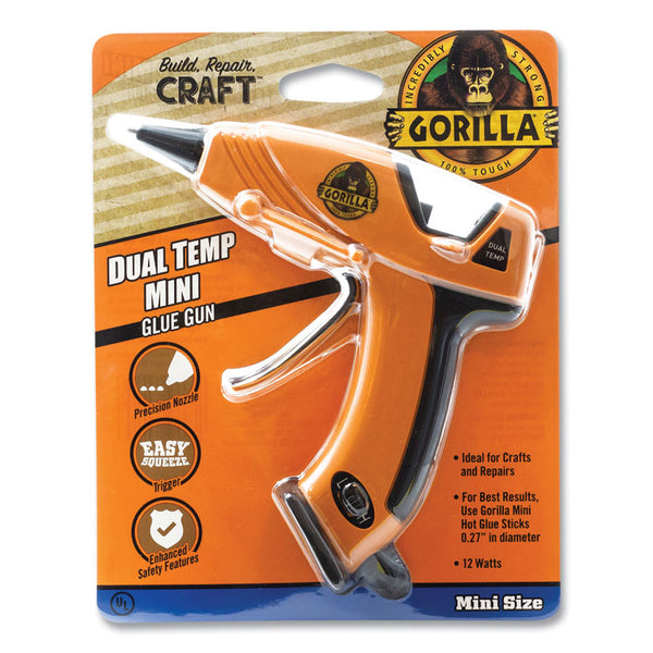 Gorilla® Dual Temp Mini Hot Glue Gun, Orange/Black (GOR8401502)