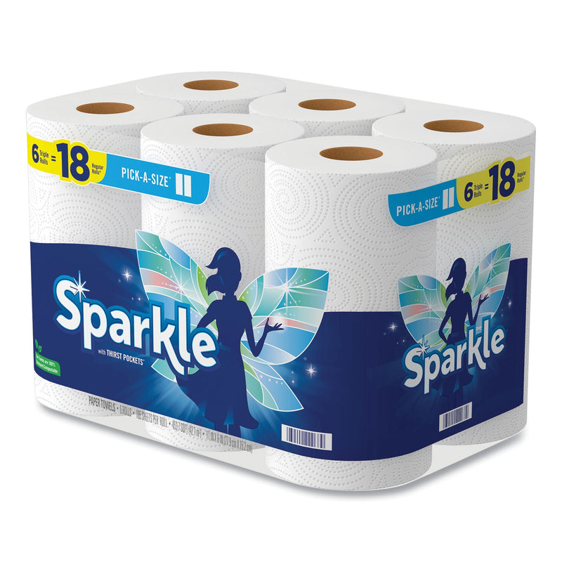 Pick-A-Size Perforated Kitchen Triple Roll Towels with Thirst Pockets, 2-Ply, 11 x 6, White, 165 Sheets/Roll, 6 Rolls/Pack (GPC22269501)